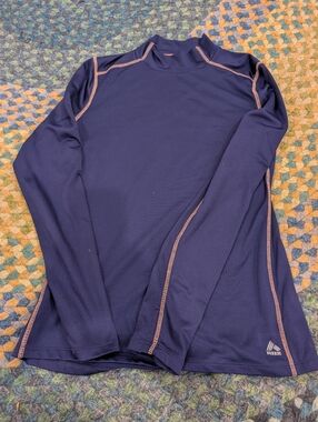 RBX Navy Long Sleeve Performance Shirt with Pink Stitching